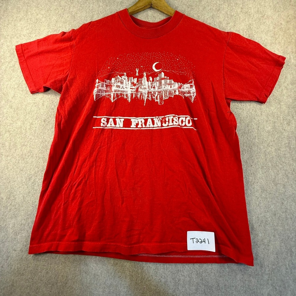 Vintage Stedman Hi-Cru San Francisco Skyline T-Shirt Red Made in USA Large
